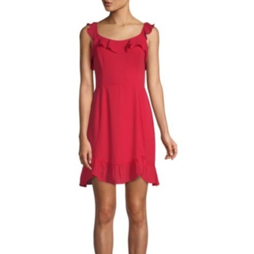19 Cooper Red Mini Ruffle Dress NWT‎ Large